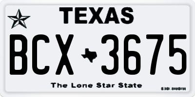 TX license plate BCX3675