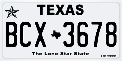TX license plate BCX3678