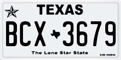 TX license plate BCX3679