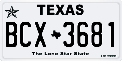 TX license plate BCX3681