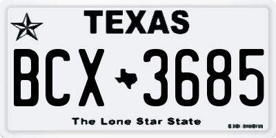 TX license plate BCX3685