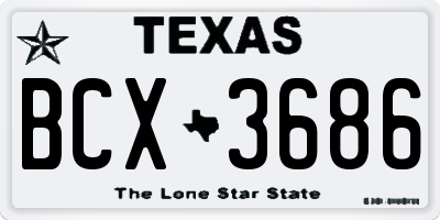 TX license plate BCX3686