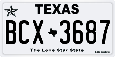 TX license plate BCX3687