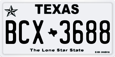 TX license plate BCX3688