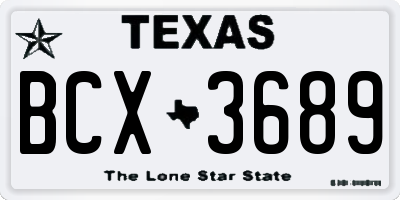 TX license plate BCX3689