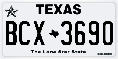 TX license plate BCX3690