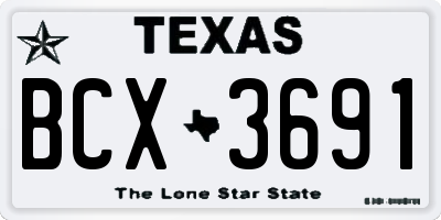 TX license plate BCX3691