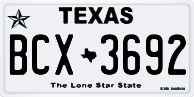 TX license plate BCX3692