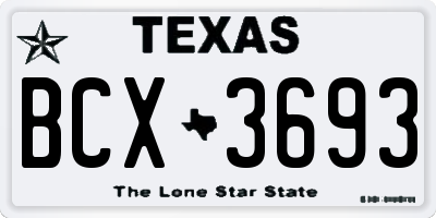 TX license plate BCX3693