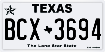 TX license plate BCX3694