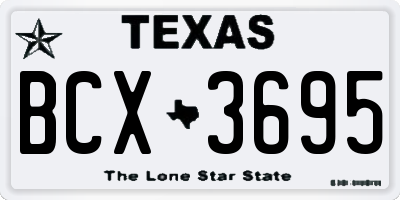 TX license plate BCX3695