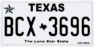TX license plate BCX3696