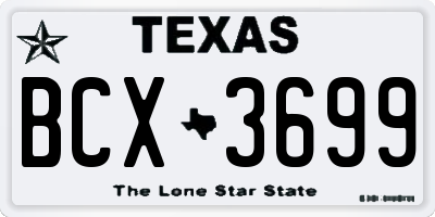 TX license plate BCX3699