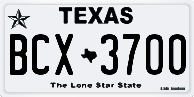 TX license plate BCX3700