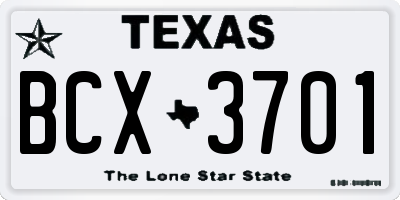 TX license plate BCX3701