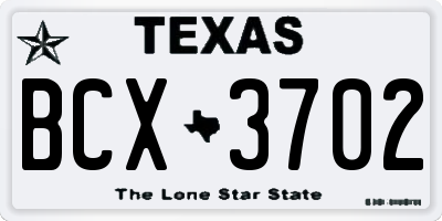 TX license plate BCX3702