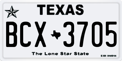 TX license plate BCX3705
