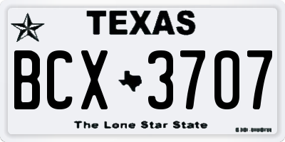 TX license plate BCX3707