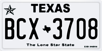 TX license plate BCX3708