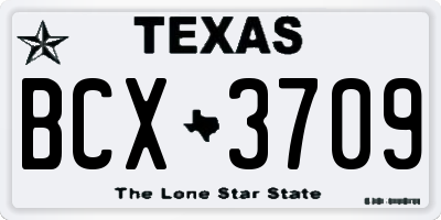 TX license plate BCX3709