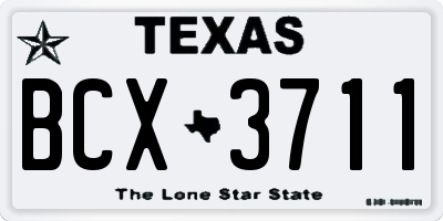 TX license plate BCX3711