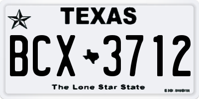 TX license plate BCX3712