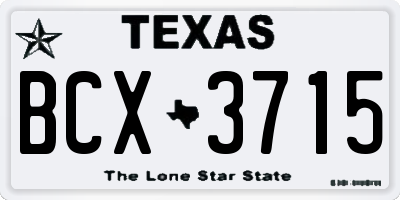 TX license plate BCX3715