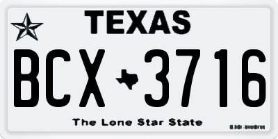 TX license plate BCX3716