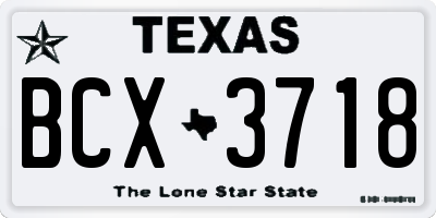 TX license plate BCX3718