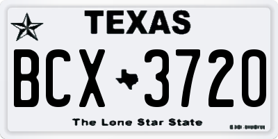TX license plate BCX3720