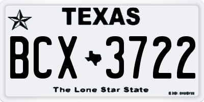 TX license plate BCX3722