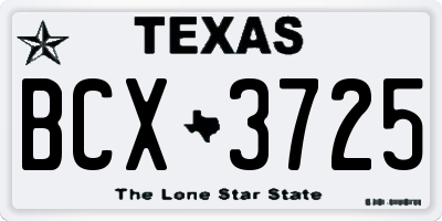 TX license plate BCX3725