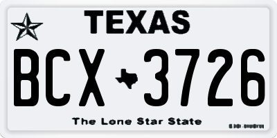 TX license plate BCX3726