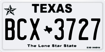 TX license plate BCX3727