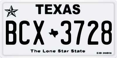 TX license plate BCX3728