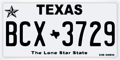 TX license plate BCX3729