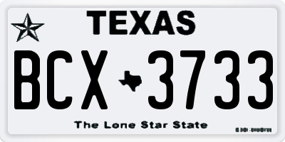 TX license plate BCX3733