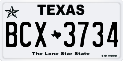 TX license plate BCX3734