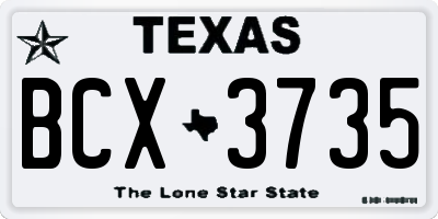 TX license plate BCX3735