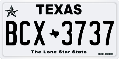 TX license plate BCX3737