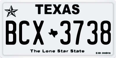TX license plate BCX3738