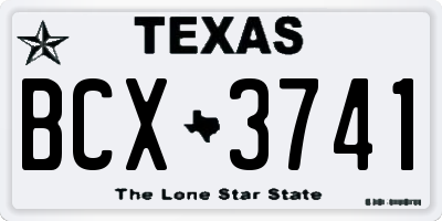 TX license plate BCX3741