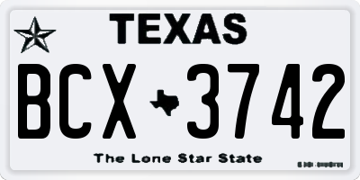 TX license plate BCX3742