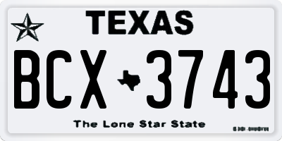 TX license plate BCX3743
