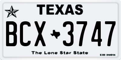 TX license plate BCX3747