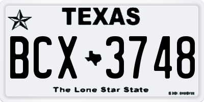TX license plate BCX3748