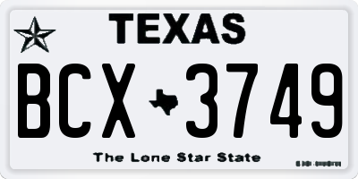 TX license plate BCX3749