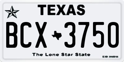 TX license plate BCX3750