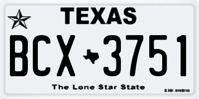 TX license plate BCX3751