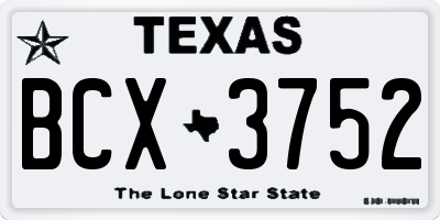 TX license plate BCX3752